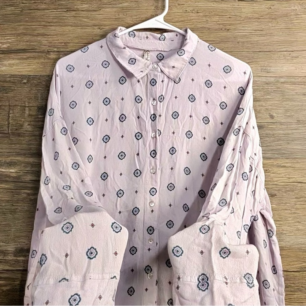 Intimately Free Chic Light Patterned Button Down … - image 3